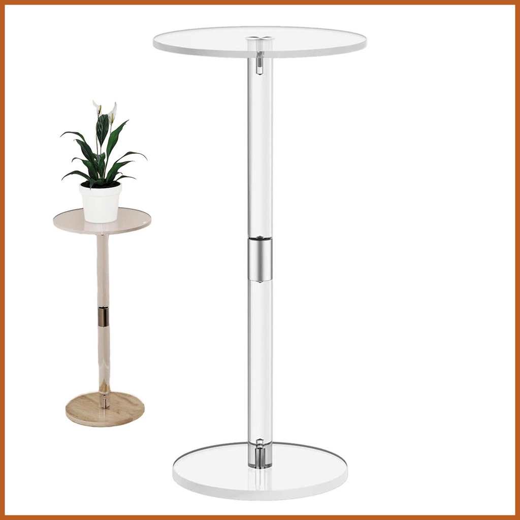Acrylic Drink Table Clear Small Round End Table for Phones Food Snack ...