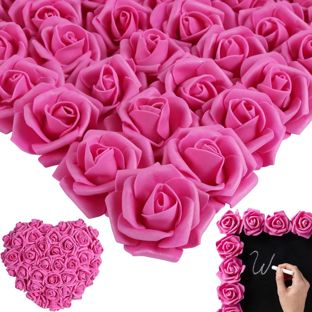 100pcs Artificial Rose Flower Heads 7cm,Stemless Fake Foam Roses for ...