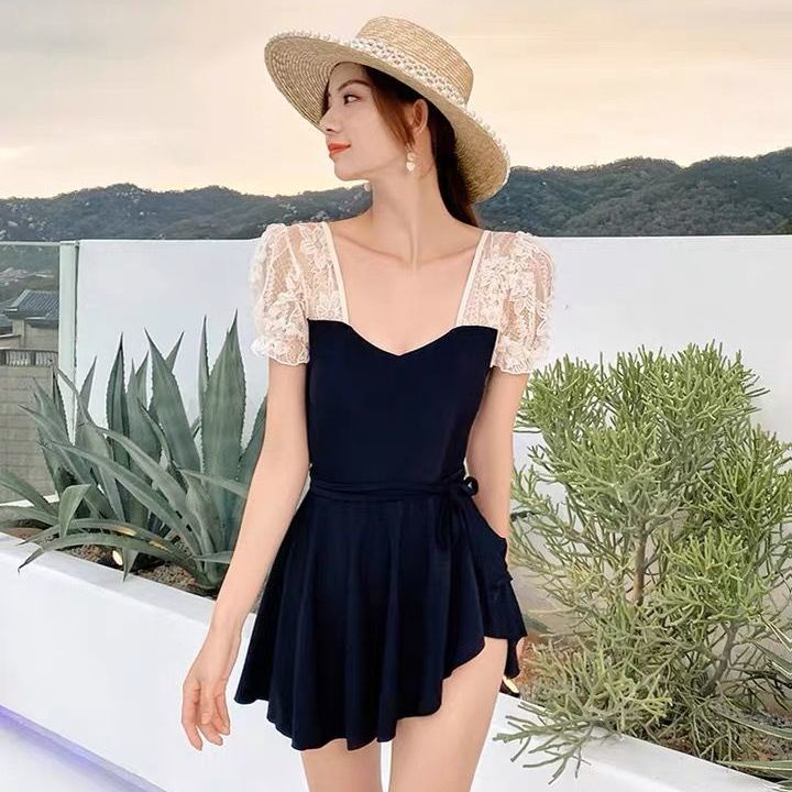 Swimsuit Female Sexy Lace Skirt Style One Piece Conservative Korean