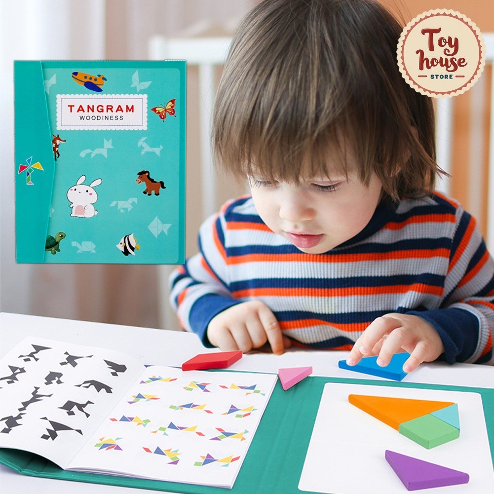 TH Travel Magnetic Jigsaw Puzzle Tangram Montessori IQ Teaser Wooden ...
