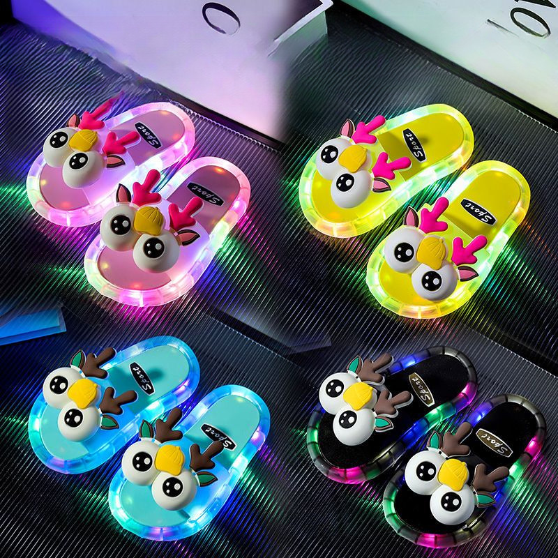Fashionable Glowing LED Anti-Slip Slippers for Children and Girls cute ...