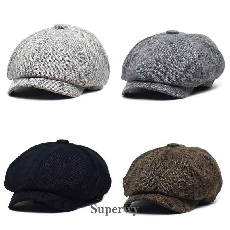 SWY Wool Newsboy Caps Men Herringbone Flat Caps Gatsby Cap Woolen ...