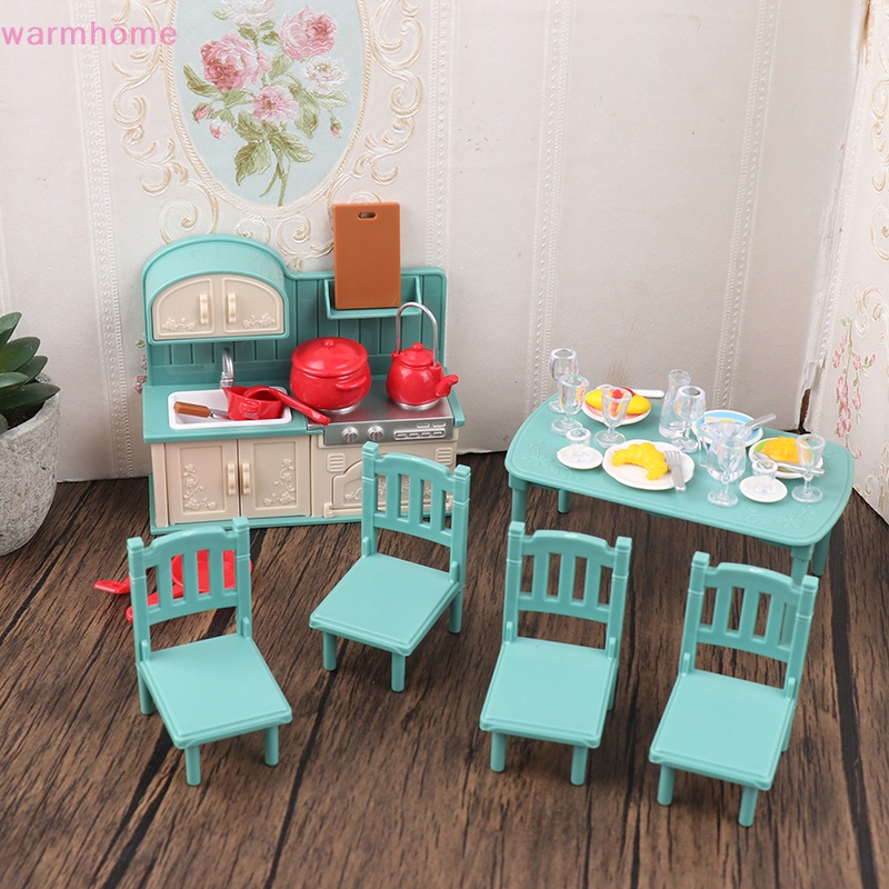 WMPH Mini Dining Table 1/12 Dollhouse Accessories Miniature Simulation Chair Table Furniture Toys Doll House Decoration Wmm I.45087038