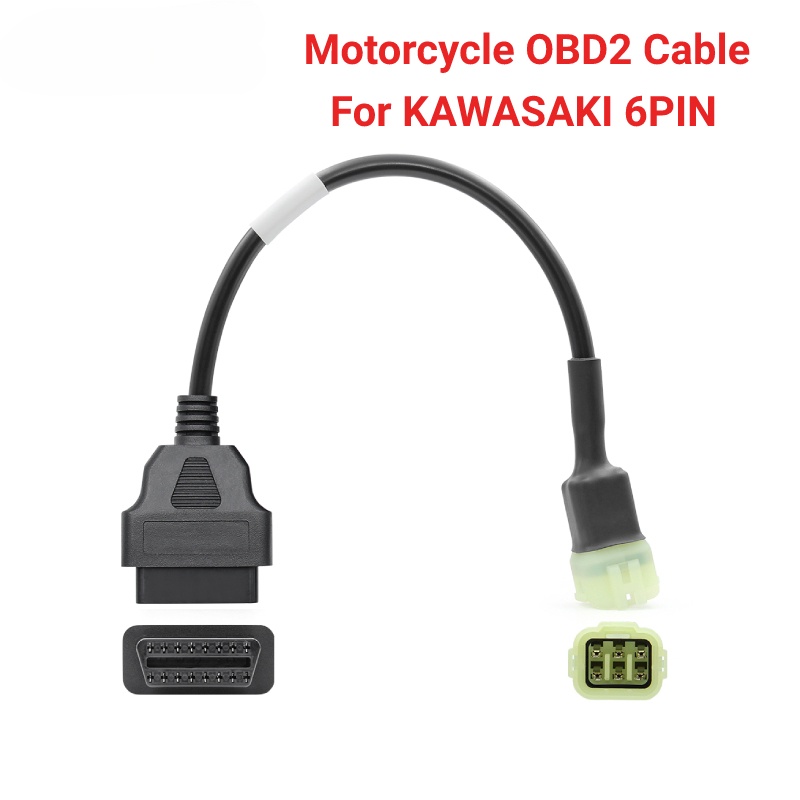LT For Kawasaki Motorcycle 6PIN to 16PIN OBD2 Motorbike Adaptor Cable ...