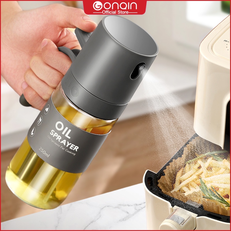 GONQIN 250ML Spray Oil Bottle Kitchen Household Glass Oil Bottles Spray