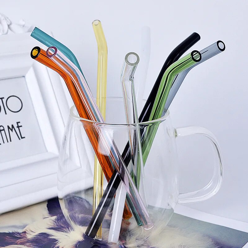 1Pcs Pyrex Glass Straw Colored Straw High Borosilicate Glass Straw, Clear