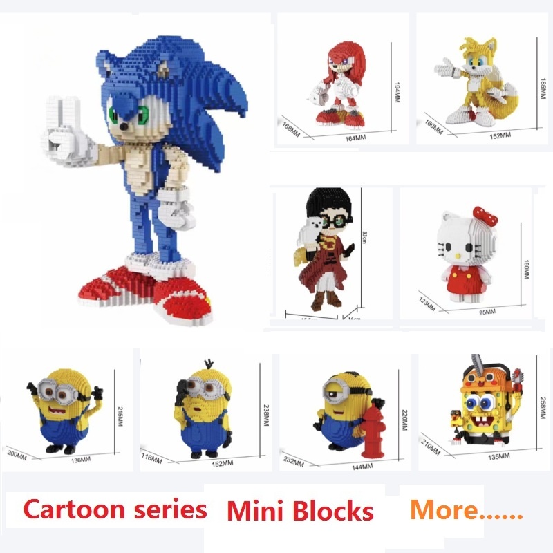 Mini Blocks Cartoon Sonic Nanoblock Sanrio Kitty DIY Building Toys ...