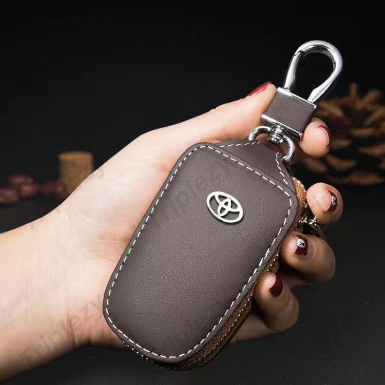 Smooth Leather Car Key Holder Wallet Bag Remote Fob Shell Case Cover ...