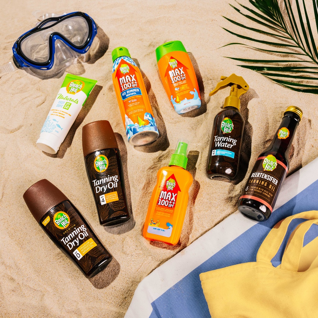 ♞Beach Hut Sunblock Tanning Dry Oil SPF4 150ml Clear Spray Body