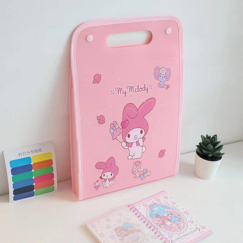 A4 Cartoon Sanrio vertical binding file bag Student test paper storage ...