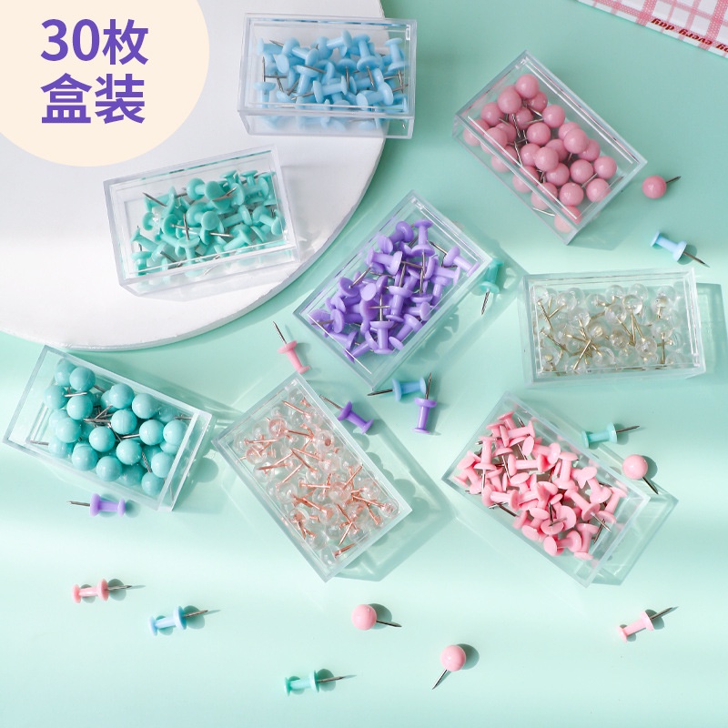 30pcs/box Color Push Pin DIY Fixed Wooden Board Map Nails Office Photo ...