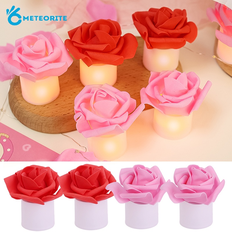 Portable Button Battery Powered Simulated Rose Styling LED Flameless ...