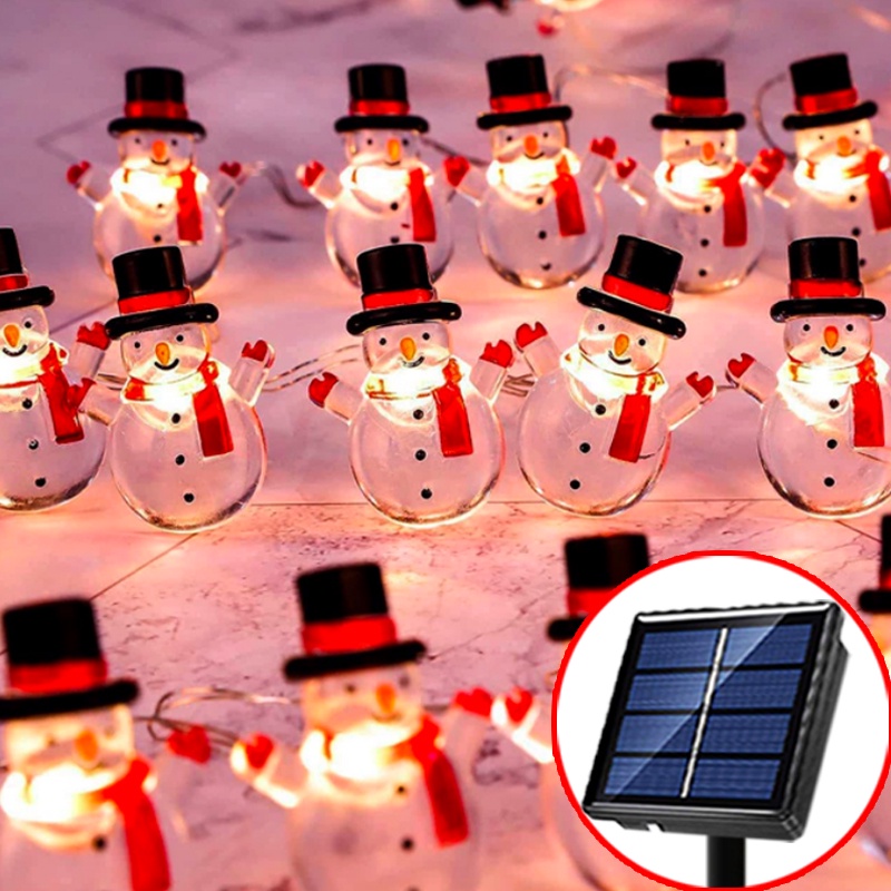 LED Solar Snowman Fairy Lights Solar Santa Claus Christmas Lights