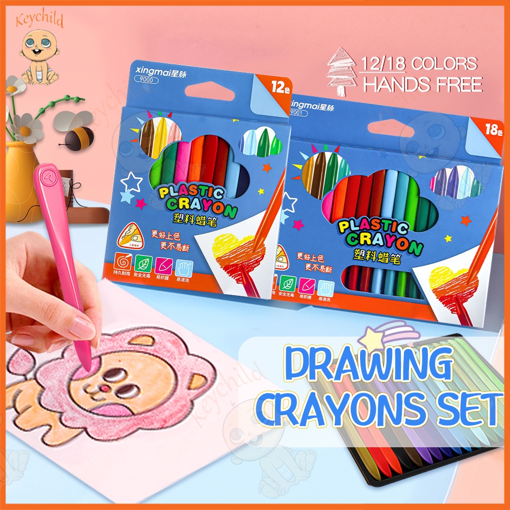 Keychild 18 Colors crayon set for kid non toxic washable crayons ...