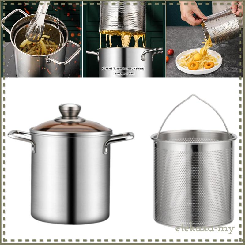 [EtekaxaMY] Stainless Steel Stockpot with Basket, Turkey Fryer Pot Cookware, Nonstick Universal
