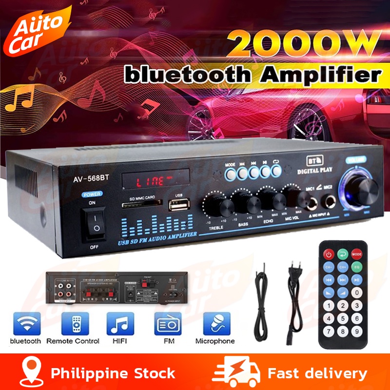 220V 2000Watts 2 Channel Amplifier With Mixer Equalizer Usb Bluetooth ...