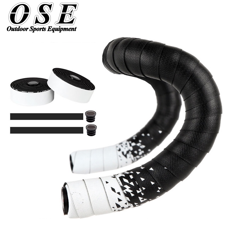 Nastro Manubrio Bici WEST BIKING In PU Ed EVA &ndash; Set Da 2 Pezzi Nero Con Tappi Fine Manubrio