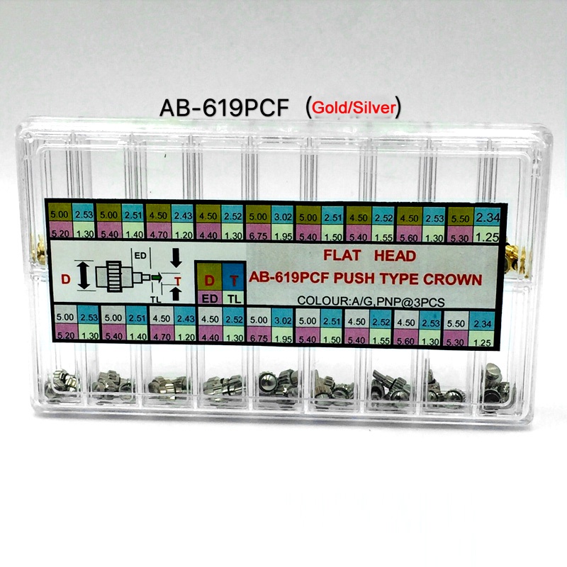 54PCS AB-619PCF Watch Flat Head Crown Chronograph Button Kit Watch ...