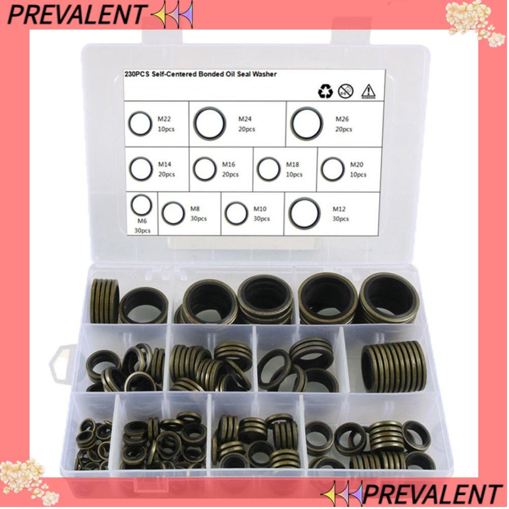 PREVA Sealing Washer, 11 Metric Sizes M6M26 Bonded Seal Washer, High