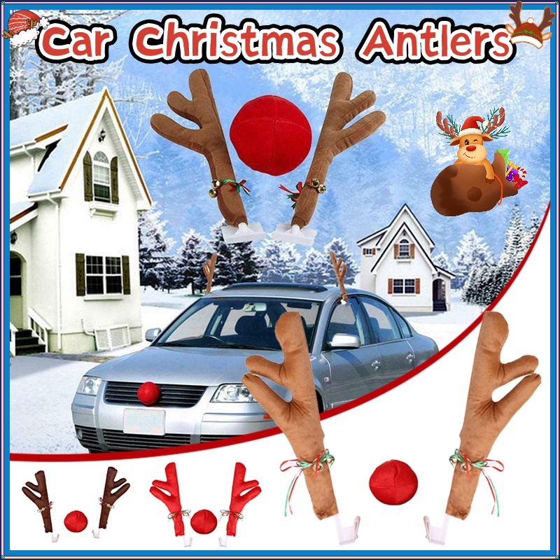 Reindeer Car Kit LED Antlers With Nose, Tail, Top & Grille