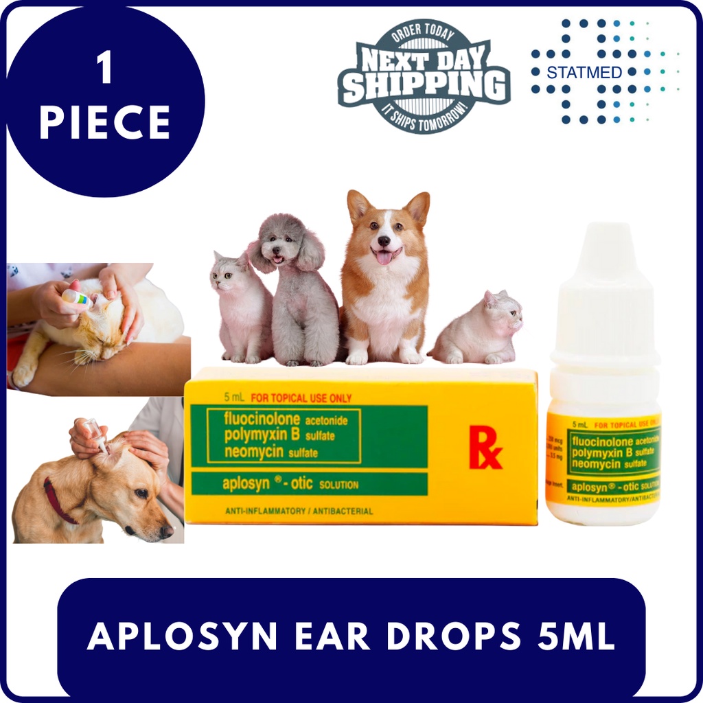 Aplosyn Otic Ear Drops 5mL For Pets Dogs Cats Birds Expiration Date ...