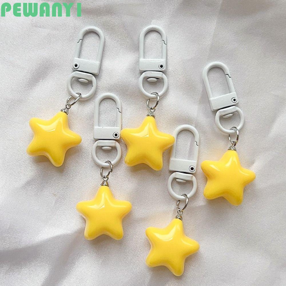 PEWANY1 Yellow Pink Stars Keychain, Stars Pentagram Chubby Milk Yellow ...