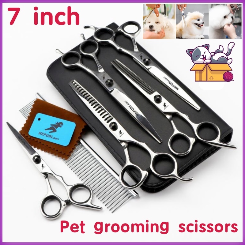 Pet Grooming Scissors Kit Set for Dogs Straight Cut Thinning Scissor