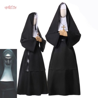 The Nun Horror Sister Costume Halloween Dress Carnival Adults Cosplay Dress