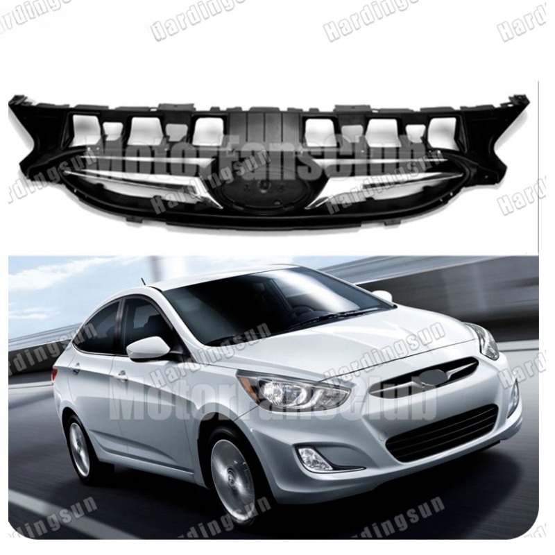 Style Black ABS Chrome Front Bumper Grill Grille For Hyundai Accent