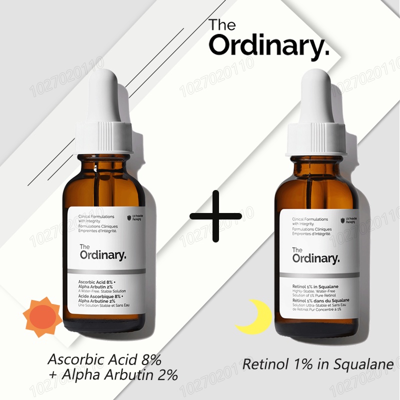 The Ordinary Morning Prevent & Night 30ML Vitamin C Serum + Retinol 1 Serum Set Shopee