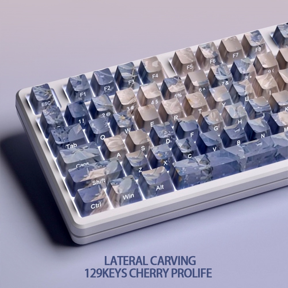 Five-Sided Sublimation Lateral Carving Keycaps 129Keys/Set PBT Cherry ...