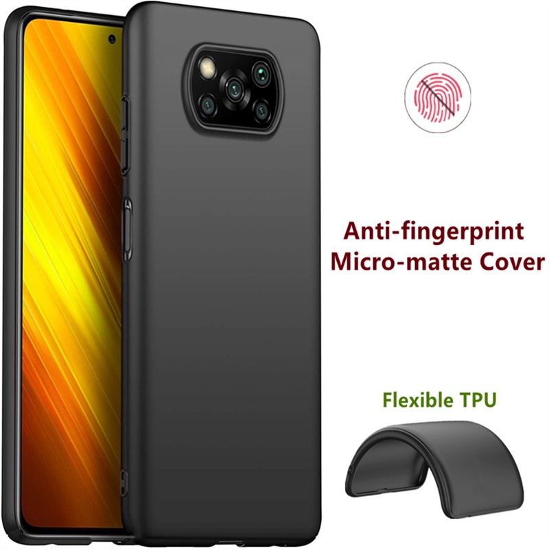 DOINK Panzer Handyhülle für Xiaomi Poco X3 Pro / X3 NFC, TPU PC Schutzhülle Silikon Stoßfest Case Cover Ständer, Hülle 2 Stück Displayschutzfolie - Schwarz