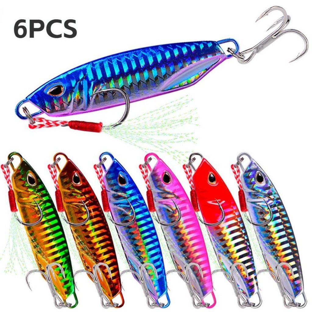 6PCS Metal Jig Fishing Lure Spoon Casting Sea Artificial Bait