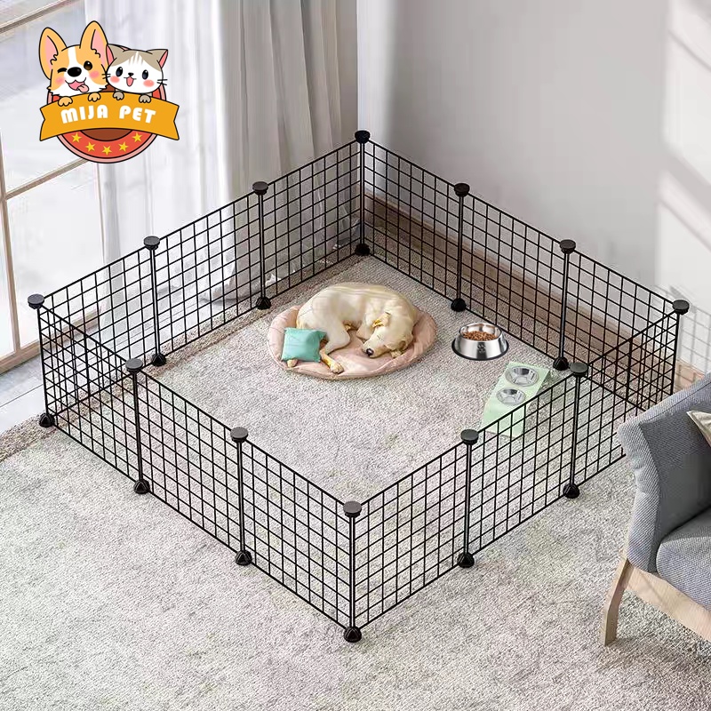 Dog Cage Stackable Pet Fence Cat Rabbit Fence Pet Cage DIY Metal Wire ...