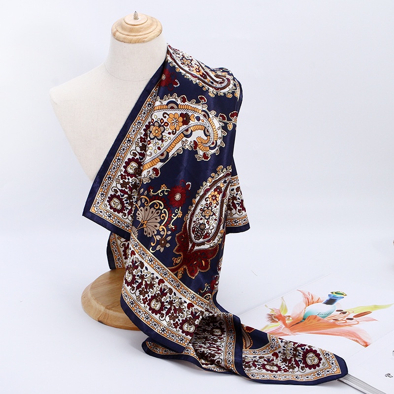 Long Hijab Scarf For Women Square Shawls and Wraps Satin Kerchief Silk  Headband Paisley Print Neck Scarves