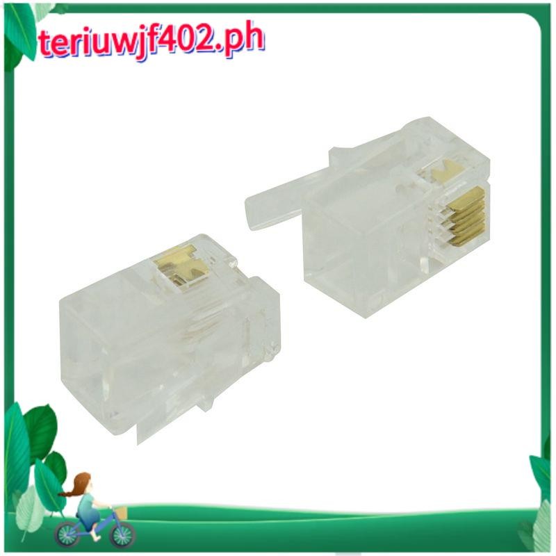 RJ9 4P4C Plug phone Jack Connector 50 pieces, Transparent | Shopee ...