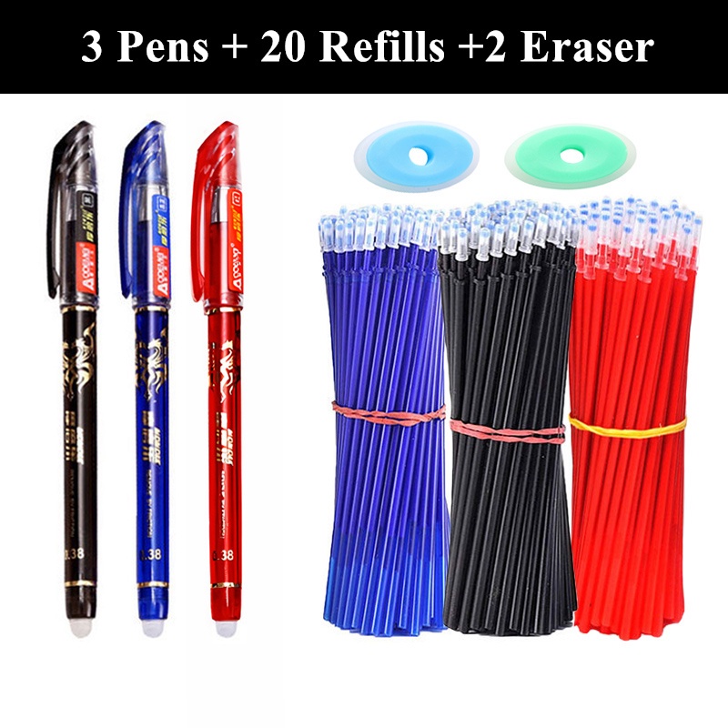 6pcs Erasable Gel Pens, 0.5mm Blue/black Ink Refills, Students School  Office Stationery Pen For Writing, Exam