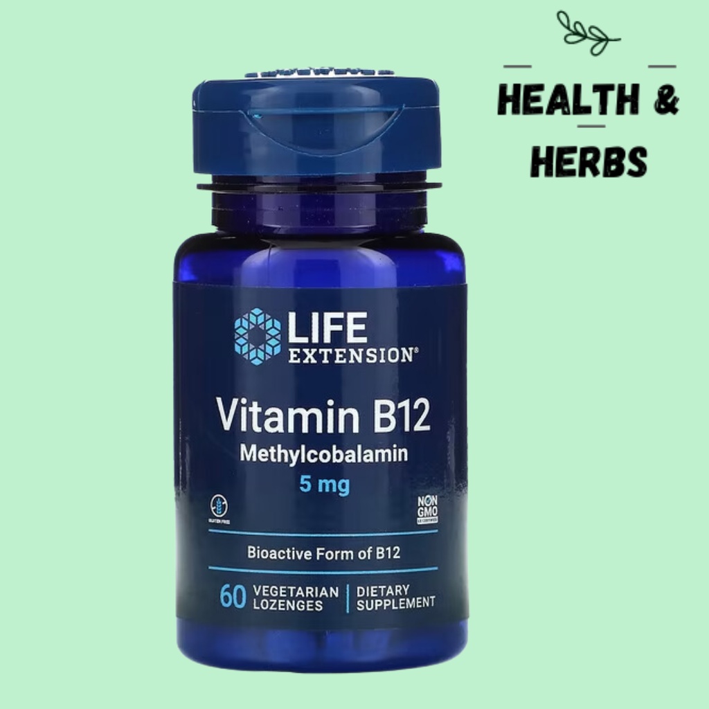 Health & Herbs Life Extension, Vitamin B12 Methylcobalamin, 5 mg, 60