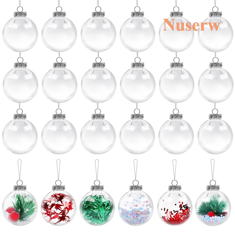 Yayun 50 Pcs Clear Plastic Fillable DIY Hollow Sphere, Christmas Ornaments Baubles Balls For DIY
