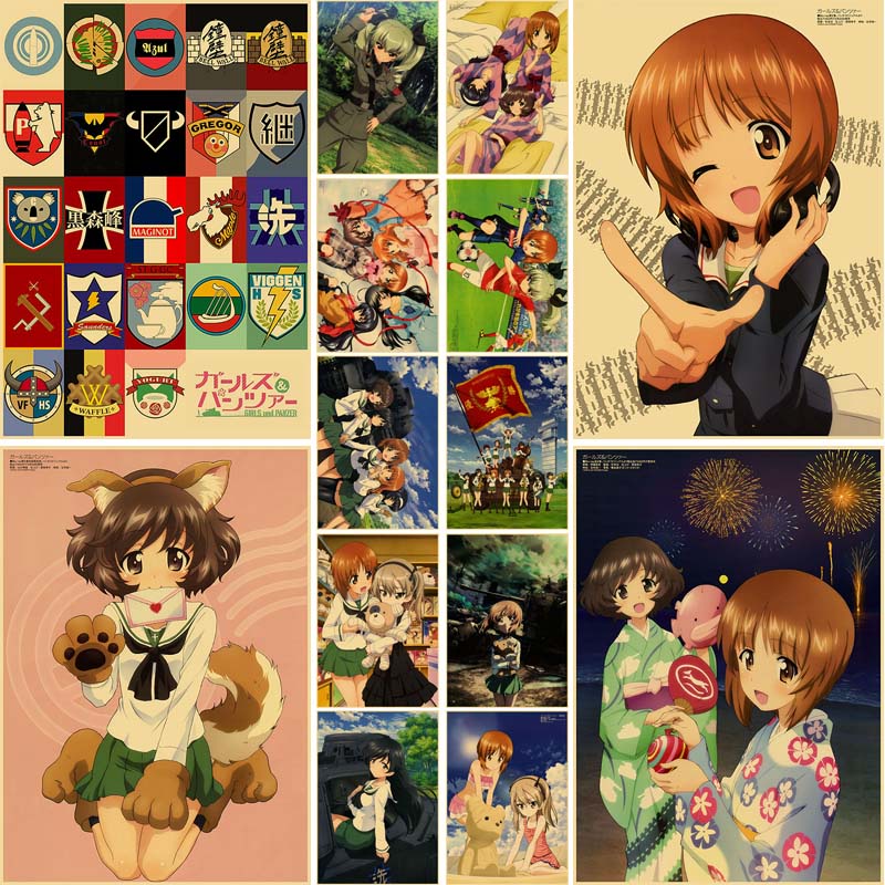 Japanese Anime Decor Cute Manga Figure Girls Und Panzer Posters Kraft ...