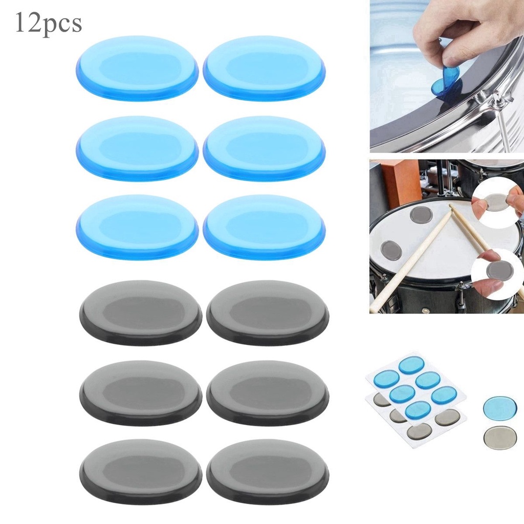 12pcs/set 2 Colors Drum Mute Pads Silicone Blue Coffee Soft Drum Silencer Dampeners for Drums