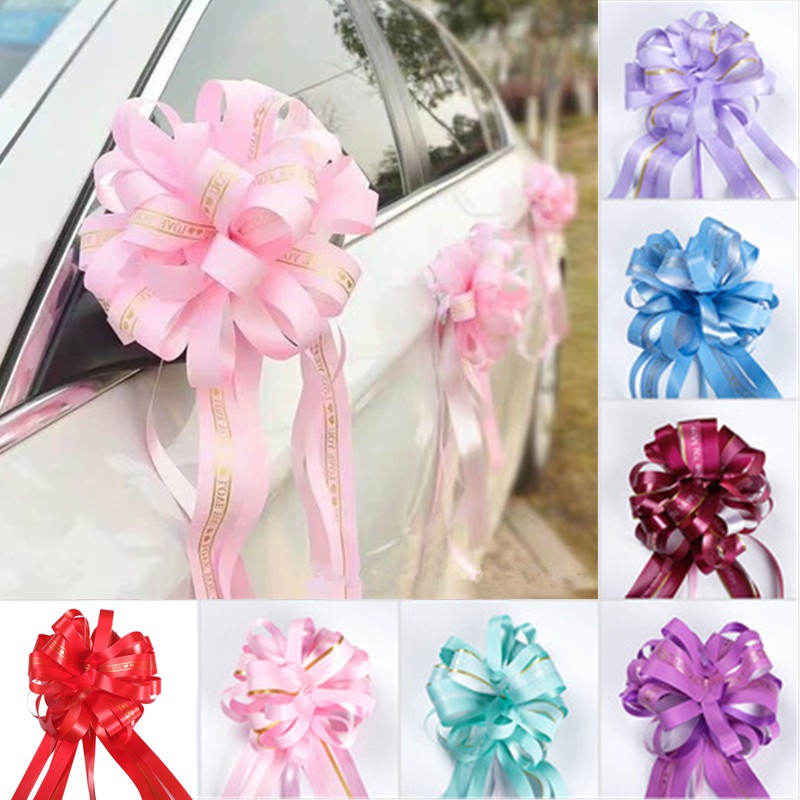 5pcs Wedding Car Decoration Flower DIY Pull Bow Ribbons Birthday Party ...