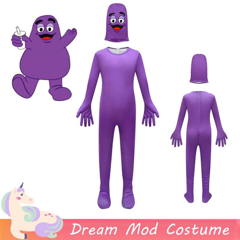 McDonald's Monsters Unleashed Purple Grimace Cosplay Costume Jumpsuit ...