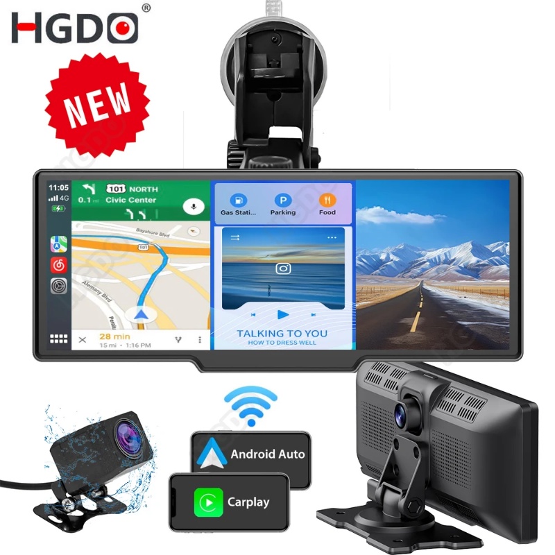 HGDO 4K Wireless Carplay Car Stereo Dash Cam Mirror Android Auto DVR