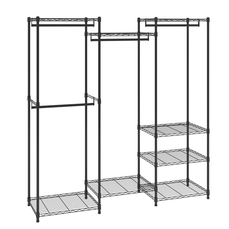 VEVOR Heavy Duty Clothes Rack Garment Rack W/ 4 Hang Rods & 8 Storage