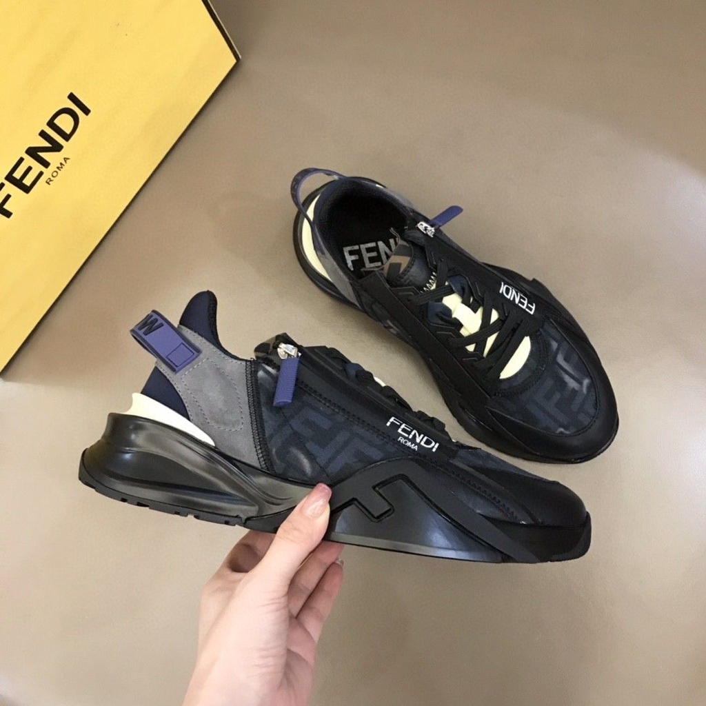 Fendi knit think outlet colorblock sneakers