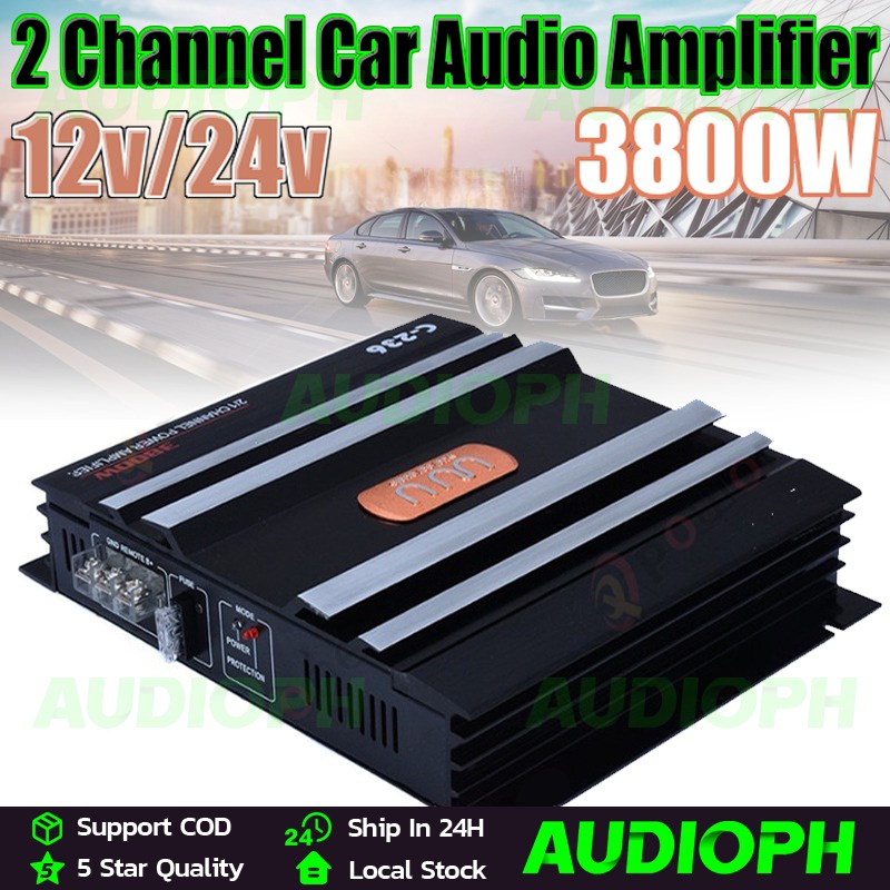 POW 3800W 12V Car Audio Amplifier 2 Channel Powerful Low Pass Filter