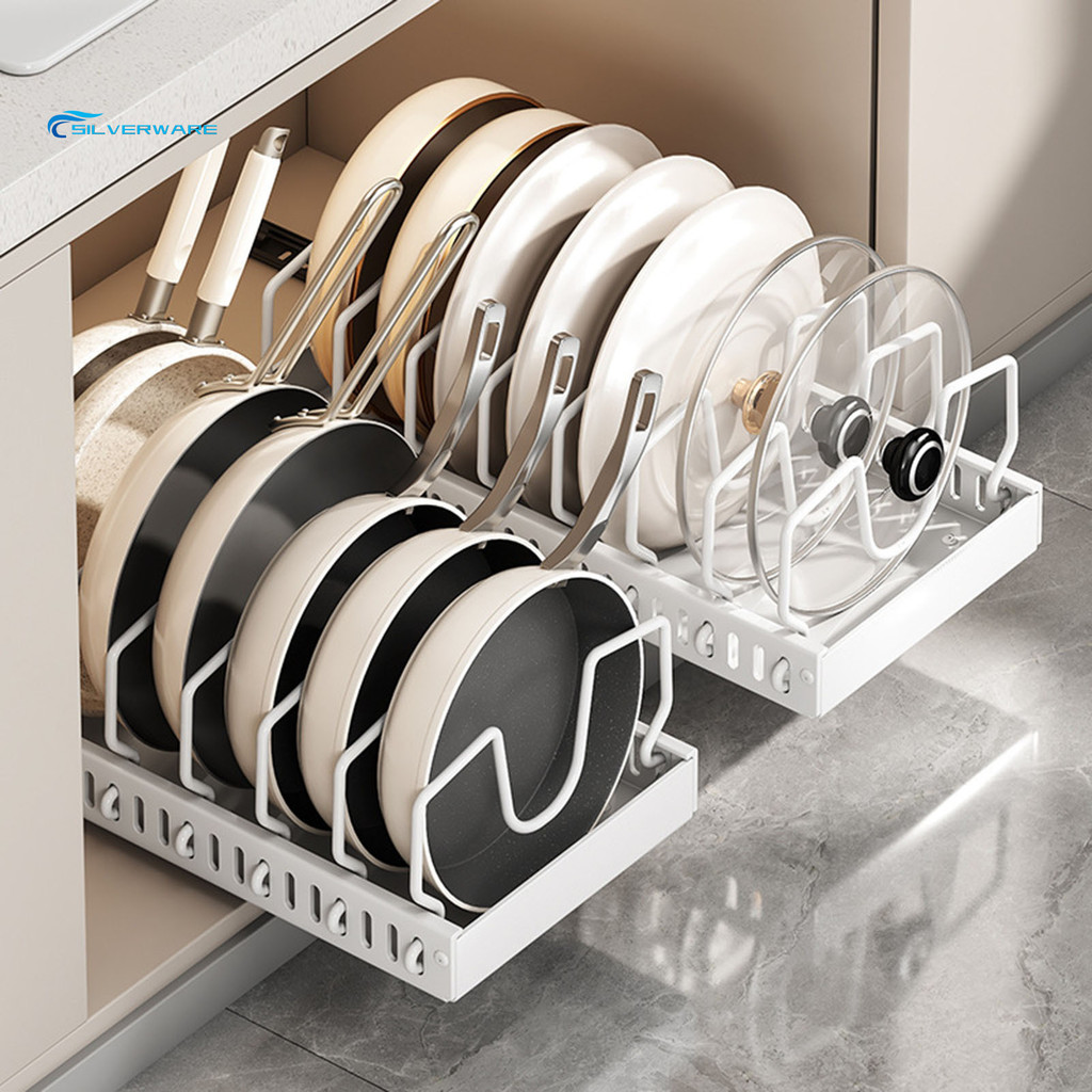 SILVERWARE Cabinet Pot Lid Holder Pull-out Pots Pans Organizer ...