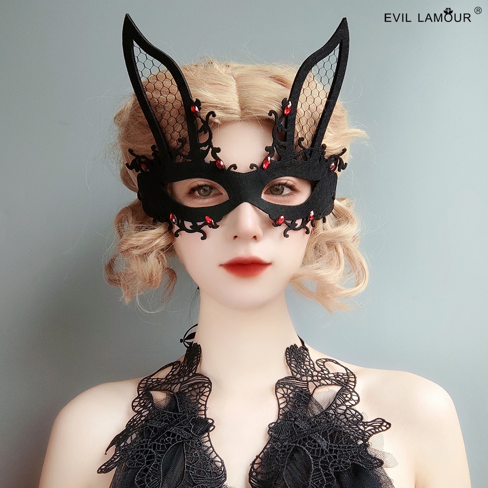 Halloween Easter Nightclub Bar Rabbit Mask Prom Show Half-Face Bunny ...