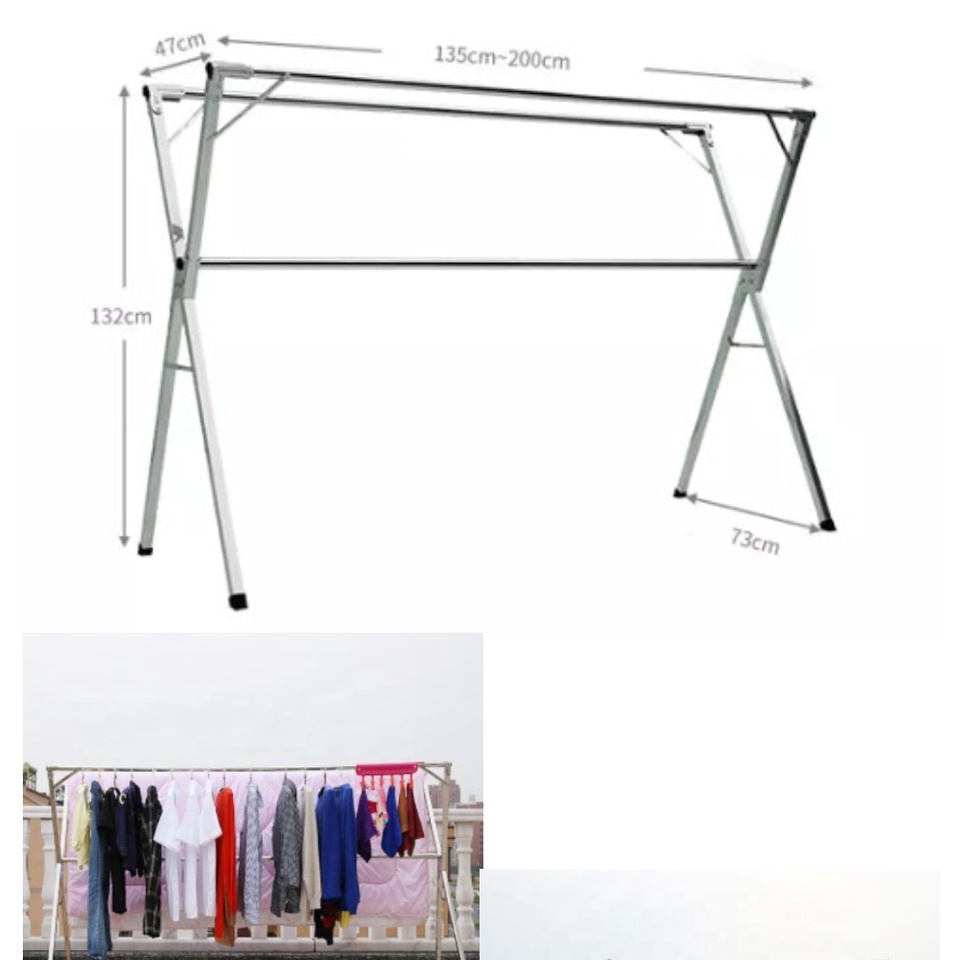 Stainless steel drying rack floor folding indoor and outdoor | Shopee ...